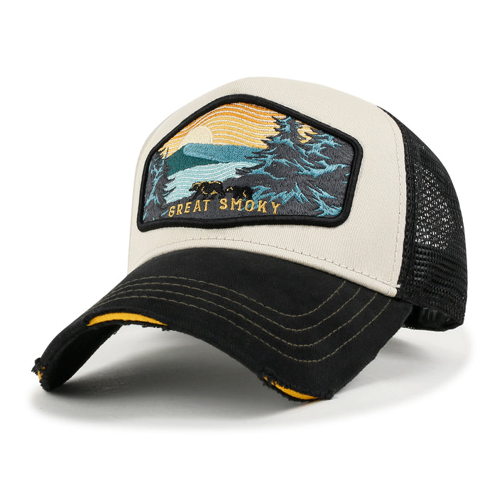 ililily PREMIUM National Park Great Smoky Embroidery Baseball Cap Structured Trucker Hat