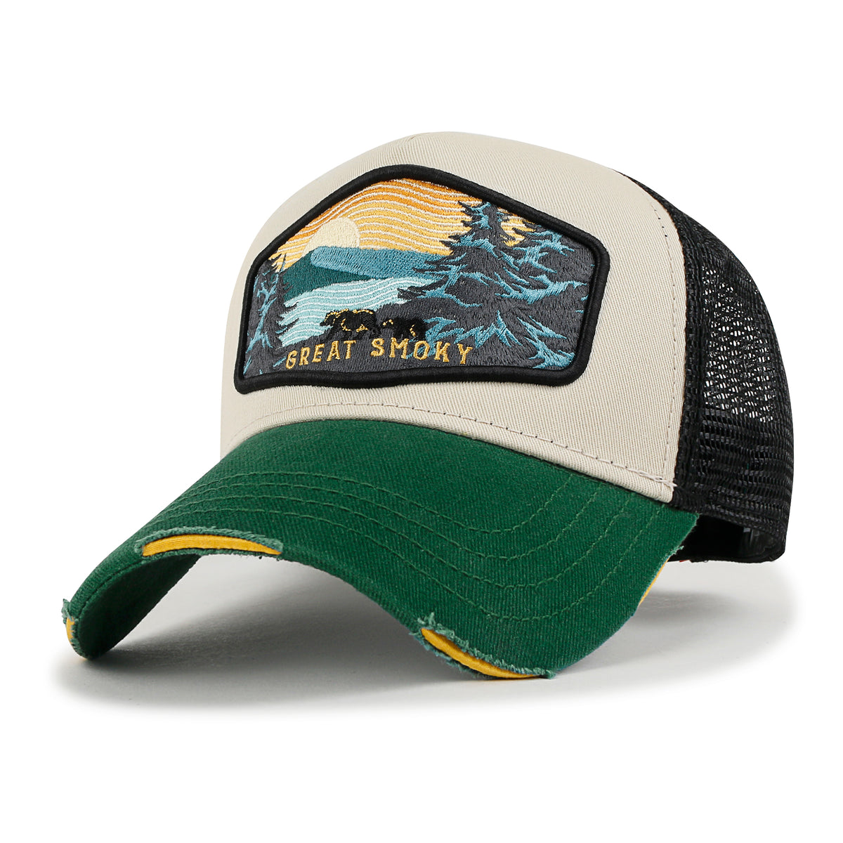 ililily PREMIUM National Park Great Smoky Embroidery Baseball Cap Structured Trucker Hat