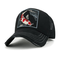 ililily Premium Koi Fish Embroidery Baseball Cap Structured Hat