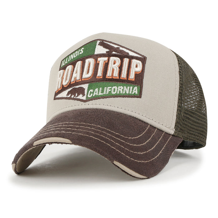 ililily Premium ROAD TRIP Embroidery Hexagon Patch Hat Vintage Baseball Cap