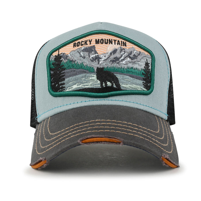 ililily Premium Rocky Mountain Embroidery Baseball Cap Structured Trucker Hat