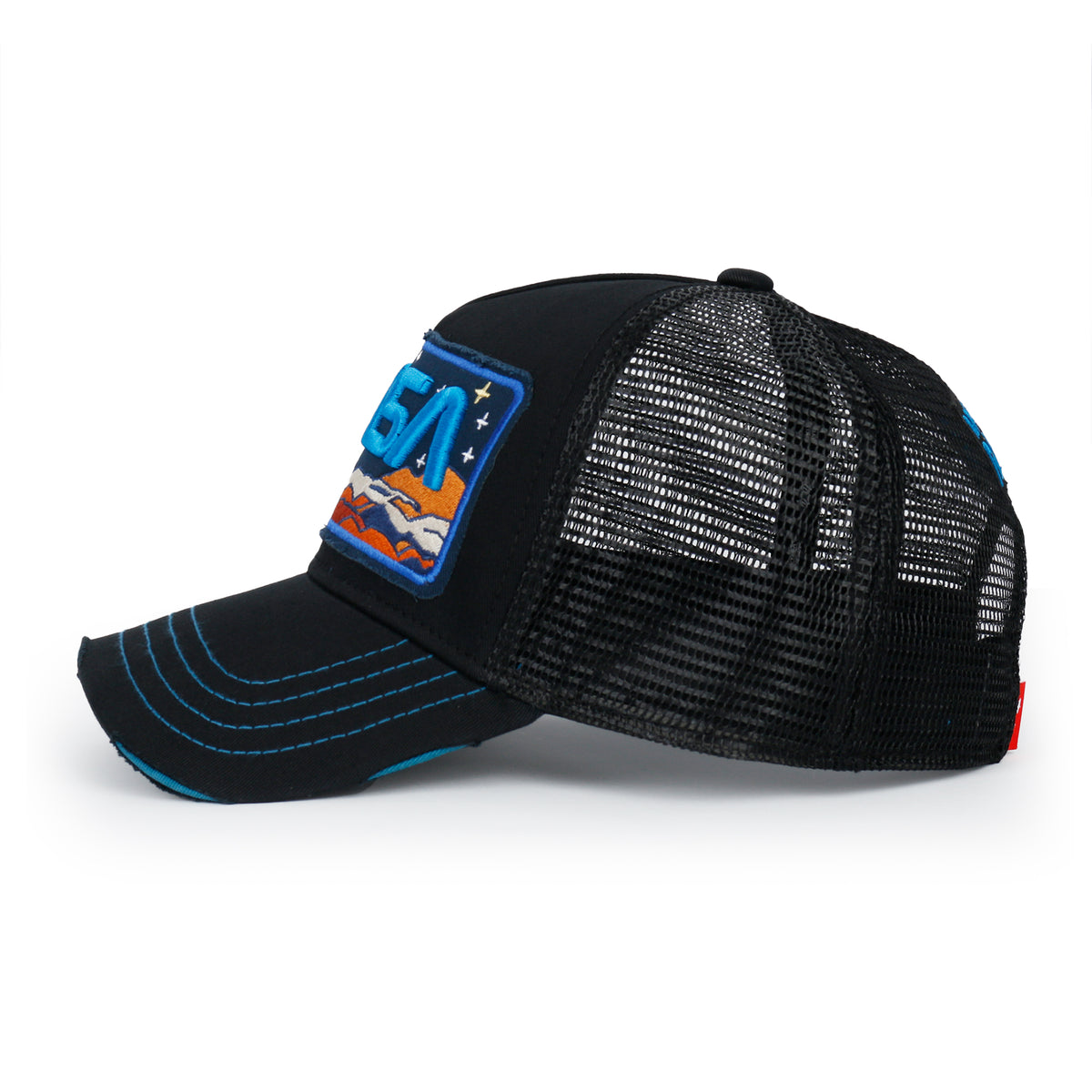 ililily PREMIUM NASA Mars Mission Embroidered Distressed Trucker Cap