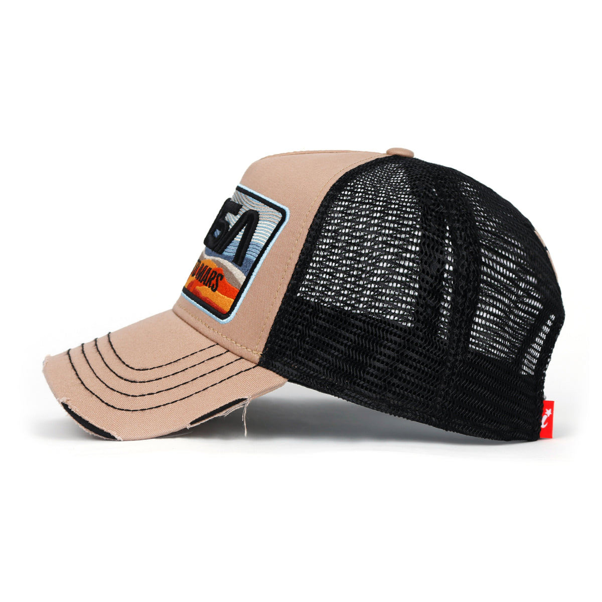 ililily PREMIUM NASA Mars Mission Embroidered Distressed Trucker Cap