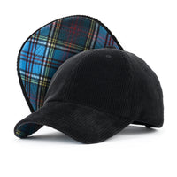 ililily Cotton Corduroy Dad Hat Vintage Casual Baseball Cap W/ Colorful Plaid