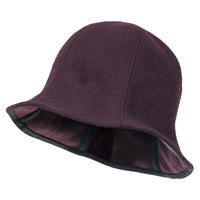 ililily Wool-Blend Solid Color Floppy Round Top Fedora Soft Bucket Hat