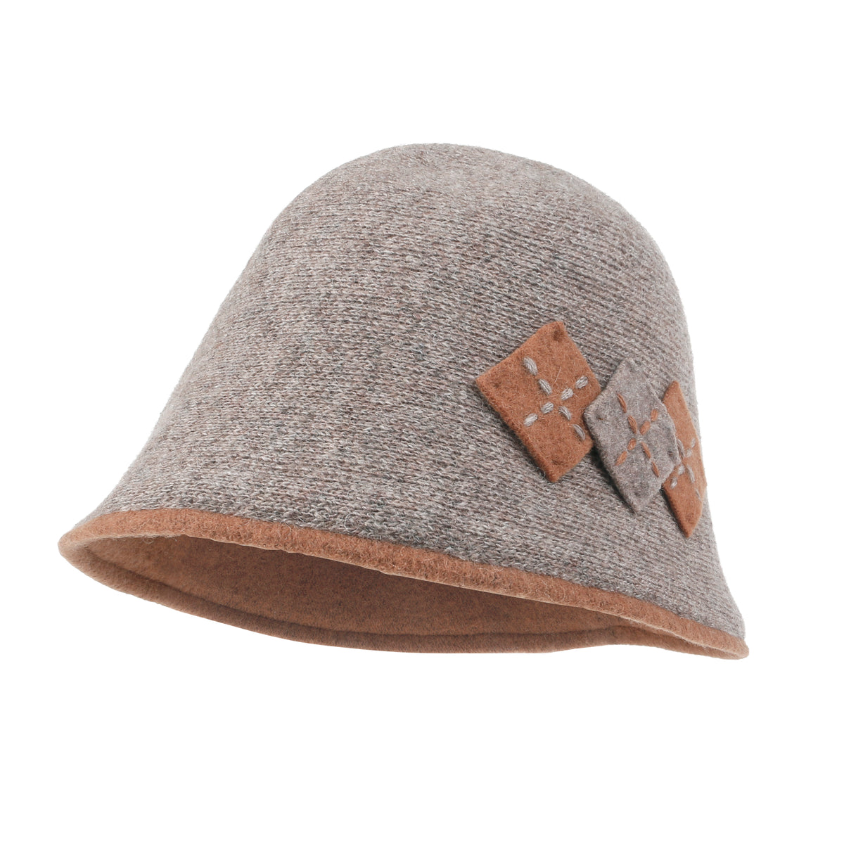 ililily Diamond Shape Knitted Wool Blended Bucket Hat Foldable Winter Bowler Hat