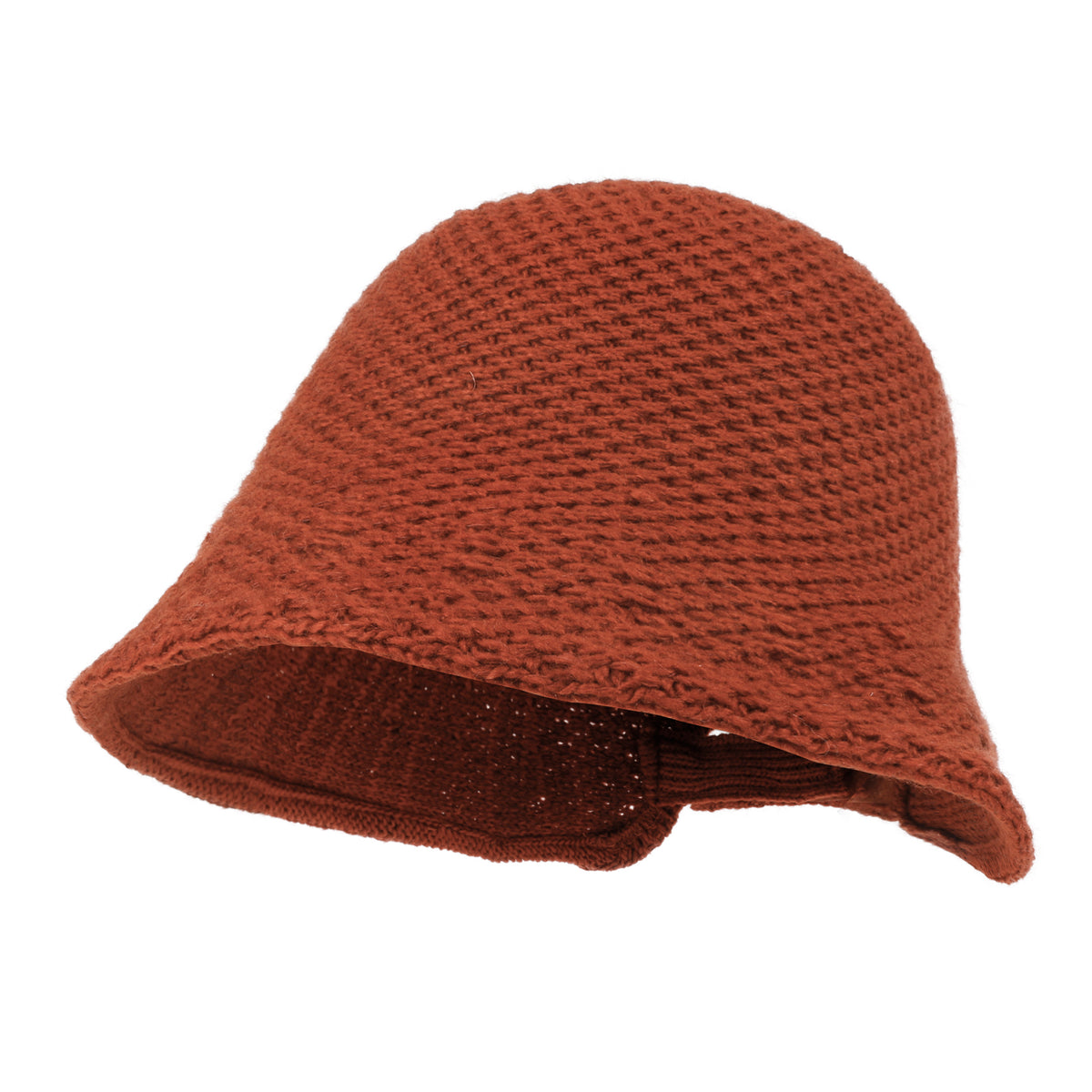 ililily Crochet Asymmetrical Brim Wool Blended Bucket Hook And Loop Winter Hat