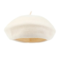 ililily Solid Color Wool Blended French Beret Artist Flat Warm Winter Hat